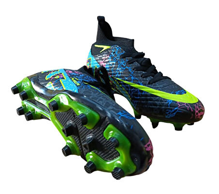 La Liga K600 Genç - Çocuk Çoraplı Çim Saha Kramponu Siyah - Sarı