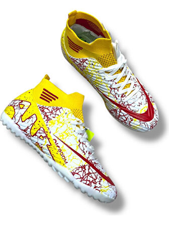 La Liga H565 Genç Çoraplı Halı Saha Ayakkabısı Beyaz - Kırmızı