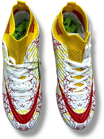 La Liga H565 Genç Çoraplı Halı Saha Ayakkabısı Beyaz - Kırmızı