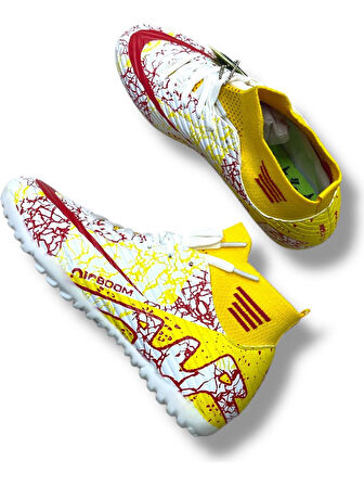 La Liga H565 Genç Çoraplı Halı Saha Ayakkabısı Beyaz - Kırmızı