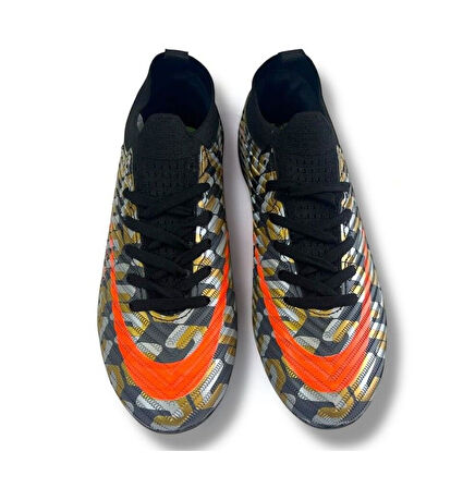 La Liga K500 Erkek Çoraplı Çim Saha Kramponu Siyah - Gümüş