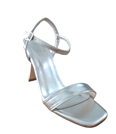 Bs Shoes 0090 Kadın Tek Bant Kadeh Ökçe Açık Ayakkabı Gümüş