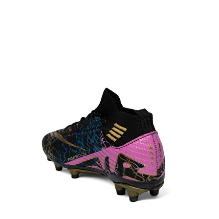 La Liga K565 Çocuk Çoraplı Çim Saha Kramponu Siyah - Altın