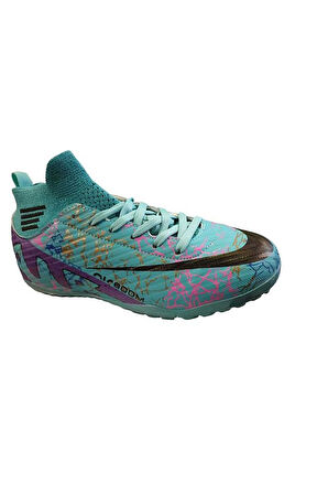 La Liga H565 Genç Çoraplı Halı Saha Ayakkabısı Turkuaz - Mor