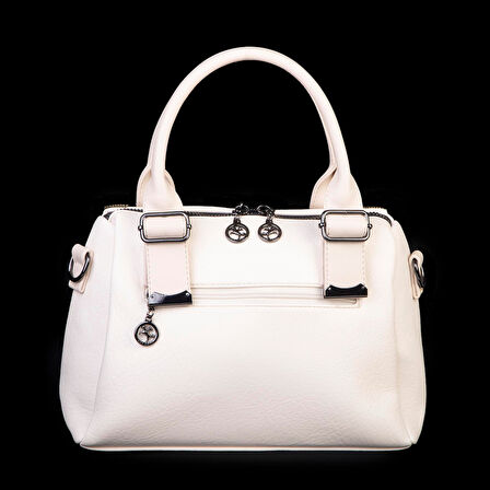 Nas 1455 Kadın Taşlı El Ve Omuz Çantası Krem