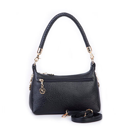 Nas 1469 Kadın Mini Omuz Ve Çapraz Çanta Örgülü Askılı (en: 23 Cm , Boy: 14 Cm) Siyah