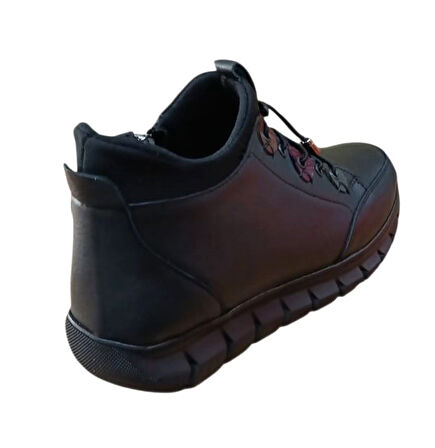 Fabbi 3660 Kadın Hakiki Deri Fermuarlı Comfort Bot Siyah