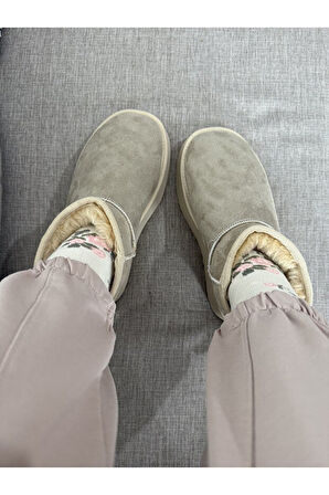 Feel Up En002 Kadın Bilek Boy Süet Peluşlu Eva Taban Bot Bej