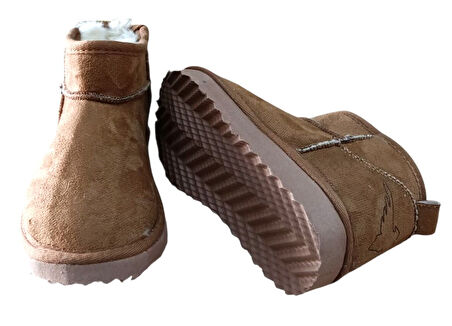 Feel Up En02 Kız Çocuk Peluşlu Süet Bilek Boy Eva Taban Bot Taba