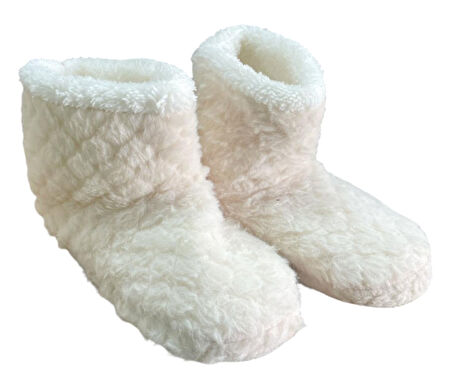Auris B2025001 Kadın Peluş Kışlık Günlük Ev Botu Bej