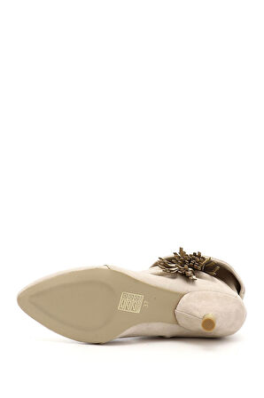 Pine Cone K222 Kadın Süet Topuklu Püsküllü Bot Bej