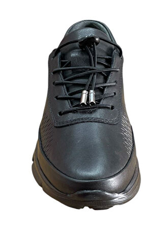 Fabbi 695 Kadın Hakiki Deri Lastikli Faylon Taban Kemik Çıkıntılı Günlük Casual Ayakkabı Siyah