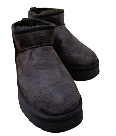 Ce&ce Bilekboy Kadın Süet Peluşlu Kalın Taban Günlük Bot Kahve