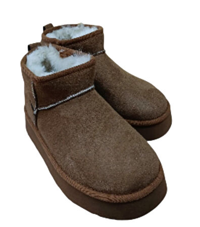 Ce&ce Bilekboy Kadın Süet Peluşlu Kalın Taban Günlük Bot Taba