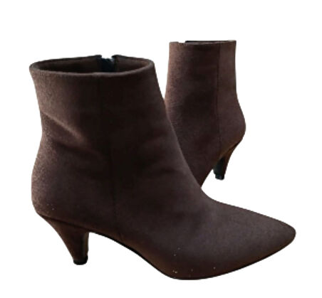 Pine Cone K100 Kadın Sivri Burun Kısa Sivri Topuklu Casual Bot Nubuk Kahve