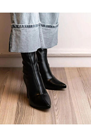 Baret 07 Kadın Strech Çekme Kalın Topuklu Bot Siyah