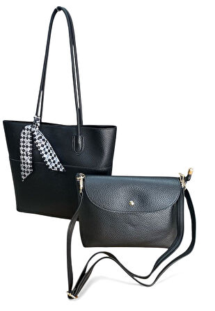 Nas 1509 Kadın Büyük Boy Yavrulu Omuz Çantası Siyah