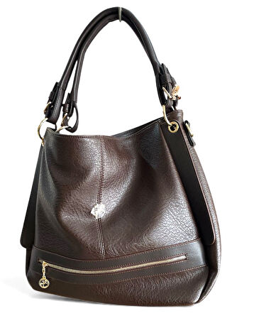 Nas 1398 Kadın Salash Büyük Boy Omuz Çantası Kahve