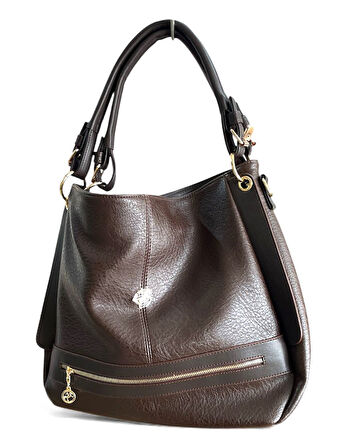 Nas 1398 Kadın Salash Büyük Boy Omuz Çantası Kahve