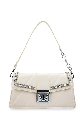 Guja C1002 Kadın Taşlı Omuz Çantası Beyaz