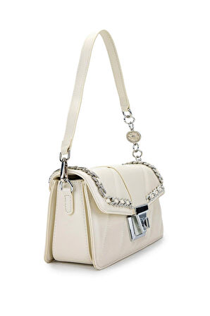 Guja C1002 Kadın Taşlı Omuz Çantası Beyaz