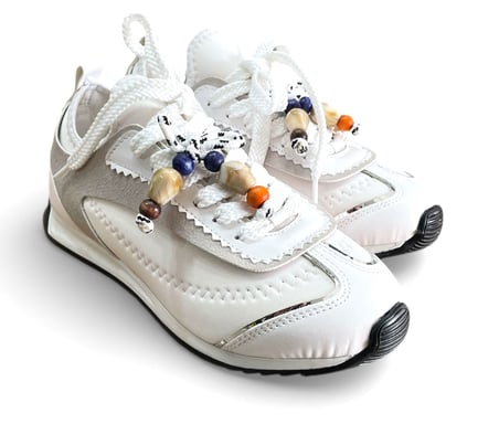 Prens 208 Kadın Slip On Düz Taban Boncuklu Spor Ayakkabı Beyaz