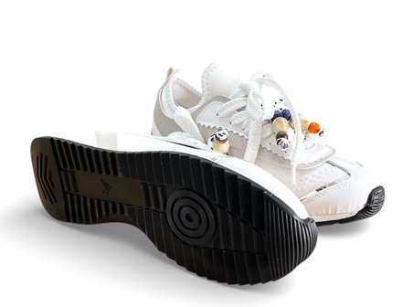 Prens 208 Kadın Slip On Düz Taban Boncuklu Spor Ayakkabı Beyaz
