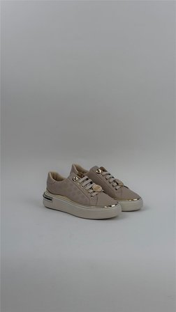 Ses 2629 Kadın Baskılı Taş Detaylı Günlük Sneaker Ayakkabı Bej