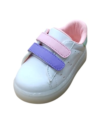 Middo Stanl Bebe Işıklı Cırt Bantlı Kız Ve Erkek Spor Ayakkabı Beyaz - Pembe