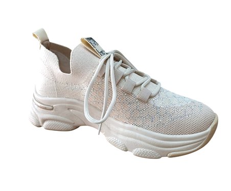 Queen L130 Taşlı Kadın Triko Sneaker Ayakkabı Bej