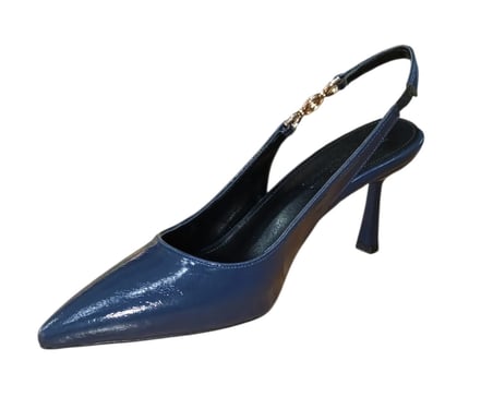 Roksan 1122 Kadın Topuklu Taş Detaylı Arkası Açık Stiletto Lacivert