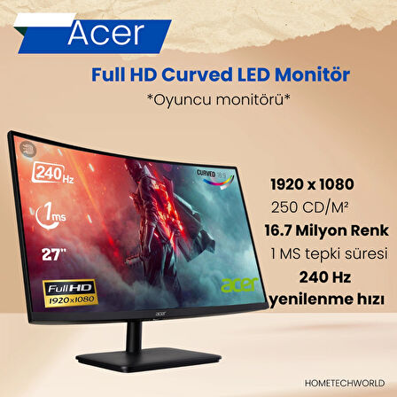 Acer Nitro 27” 240hz 1ms (hdmı+display) Adaptive-sync Full Hd Curved Monitör