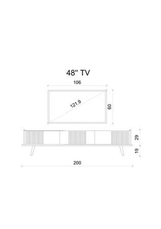 ENWOOD SPİCA SAFİR MEŞE RENGİ MDF 3 KAPAKLI AHŞAP AYAKLI 200 CM TV ÜNİTESİ