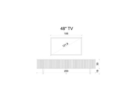 Enwood Capella Gri Mdf Country 5 Kapaklı DUVARA MONTE 200 Cm Tv Ünitesi