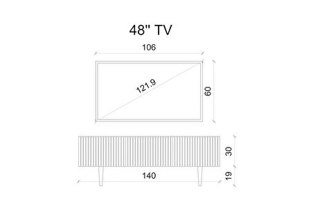 Enwood Capella Gri Mdf Country 3 Kapaklı DUVARA MONTE 140 Cm Tv Ünitesi