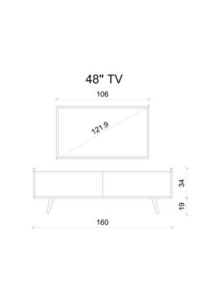 ENWOOD RİGEL COUNTRY BEYAZ MDF 2 KAPAKLI (DÜŞME KAPAK) AHŞAP AYAKLI 160 CM TV ÜNİTESİ