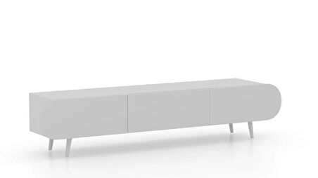 Enwood Regulus Beyaz Mdf 3 Kapaklı (Üstten Açılır) Ahşap Ayaklı 180 Cm Modern Tv Ünitesi