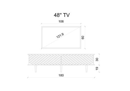 Enwood Pollux Country Mdf Beyaz 2 Kapaklı Ahşap Ayaklı 180 Cm Tv Ünitesi