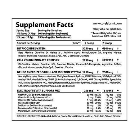 CORE LABS HYPER POWER PREWORKOUT DMHA+DMAA+AGMANTİNE SULFAT 388 G