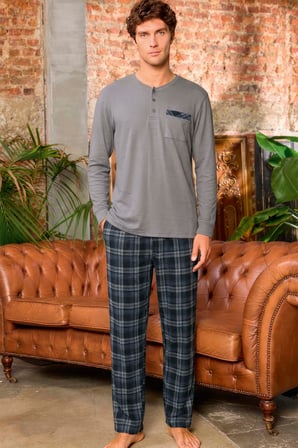 Aydoğan Erkek Aras Kışlık Termal Rahat Gri Pijama Takımı 0624