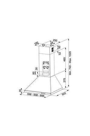 FDL 9165 XS/900 Inox Duvar Tipi Davlumbaz