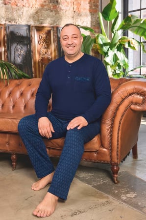 Aydoğan Erkek Emir Büyük Beden Kışlık Termal Lacivert Pijama Takımı 0754