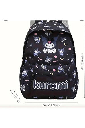Kuromi Mor Tekli Büyük Boy Sırt Çantası
