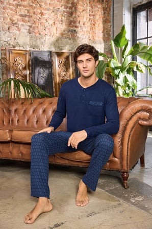 Aydoğan Erkek Aras Kışlık Termal Rahat Lacivert Pijama Takımı 0750