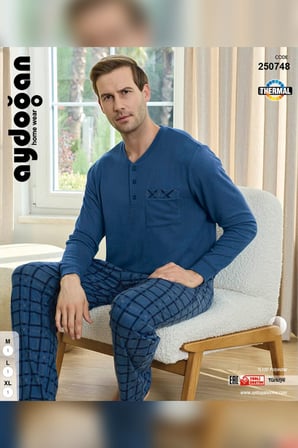 Aydoğan Erkek Aras Kışlık Termal Rahat Petrol Pijama Takımı 0748