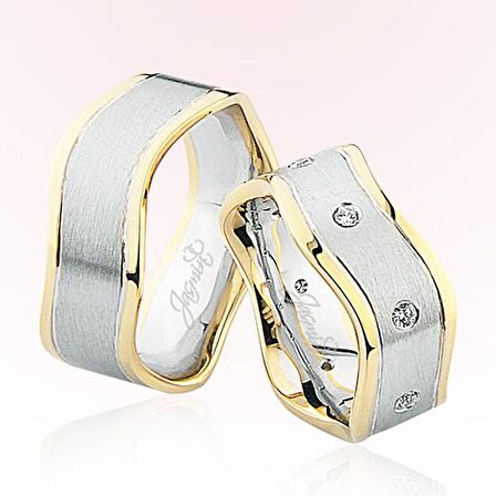 Dalgalı Taşlı Altın Alyans 3203