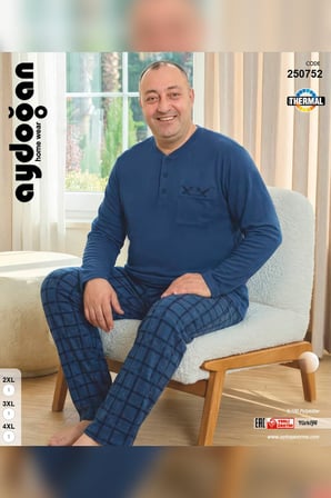 Aydoğan Erkek Emir Büyük Beden Kışlık Termal Petrol Pijama Takımı 0752