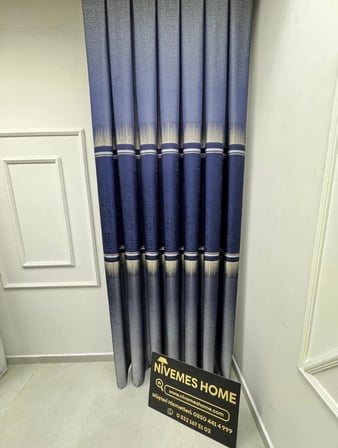 NİVEMESHOME NİLÜFER V -517 LACİVERT 1/3 PİLELİ FON PERDE APM