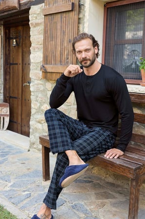Aydoğan Erkek Civan Patlı Modal Lacivert Pijama Takım 3482