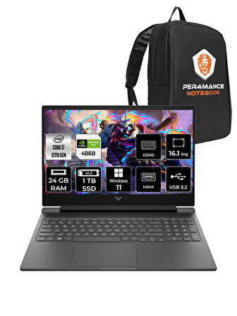 HP VİCTUS 16 i7-13700H 24GB 1TB SSD RTX4060/8GB 144HZ 16.1'' FHD W11PRO 8B5Y3EA & PER4 ÇANTA